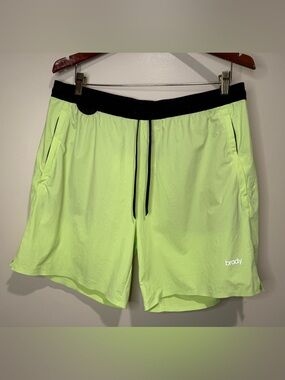 Brady Brand Run Shorts Mens XL neon yellow Athletic 7” Performance Shorts